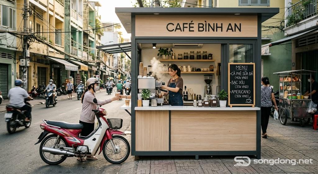 Kiosk cà phê mang đi nhỏ ven đường