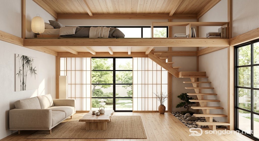 Phòng gác xép kiểu Nhật, căn hộ ấm cúng tối giản, thiết kế nội thất zen