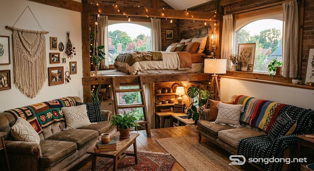 Phòng gác xép kiểu homestay, trang trí thủ công ấm cúng, nội thất thẩm mỹ ấm áp