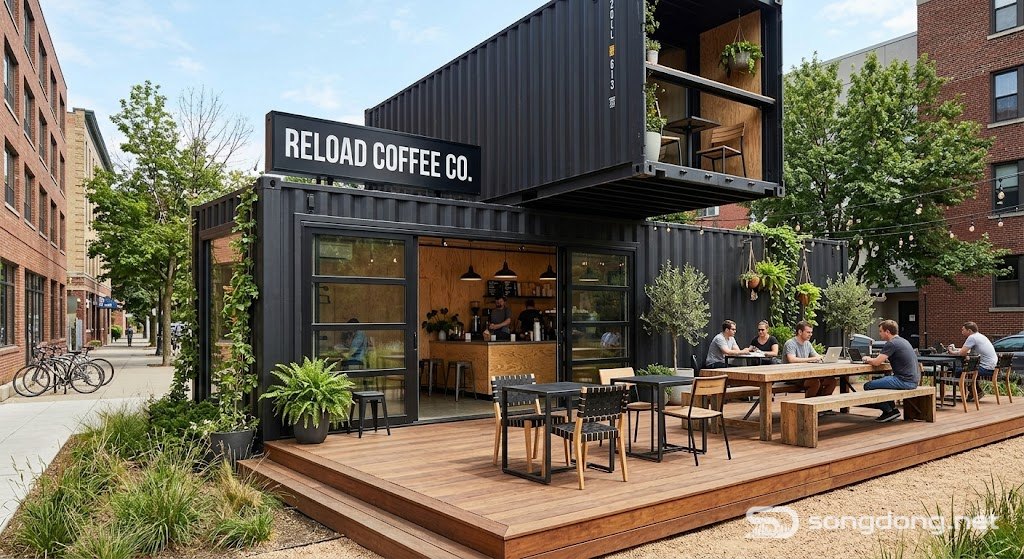 Quán cà phê container hiện đại