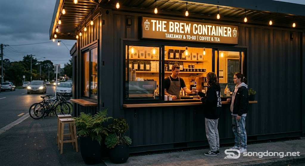 Quán cà phê mang đi container hiện đại